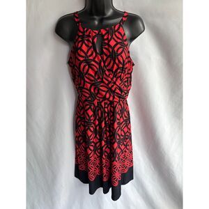 Enfocus Studio Fit n Flare Cocktail Dress Red Black Size 8 Retro Classy Sexy